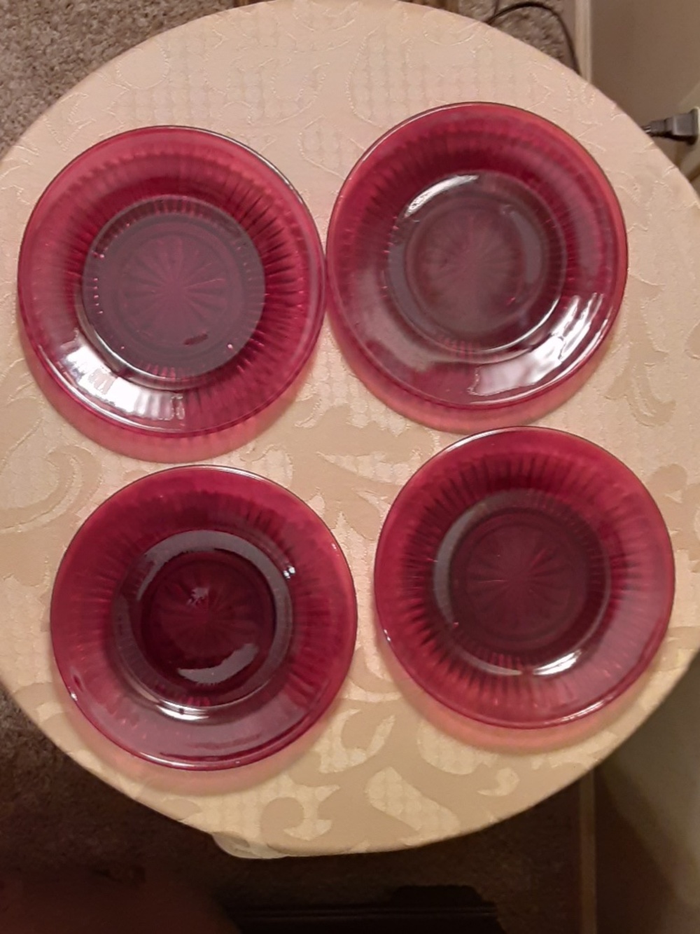 Ruby Red Glass 7" Dessert Plates Set of 4